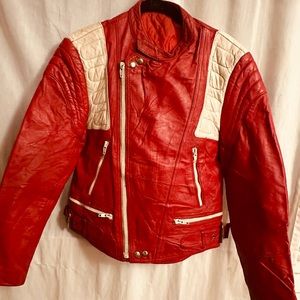 Red Leather Biker Jacket